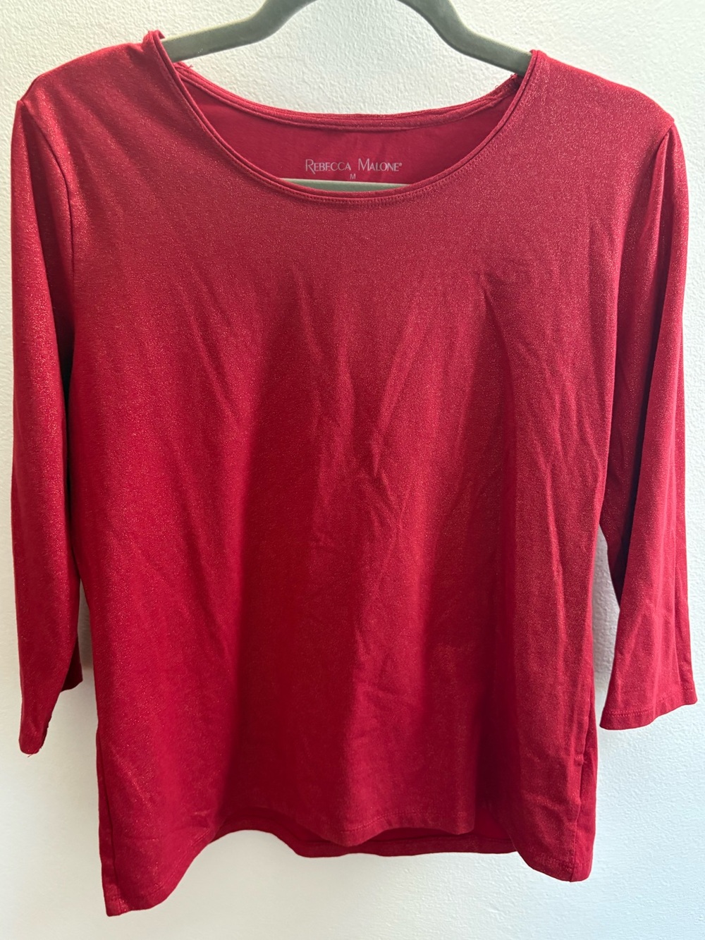 Rebecca Malone Red & Gold Metallic Long Sleeve T-shirt M